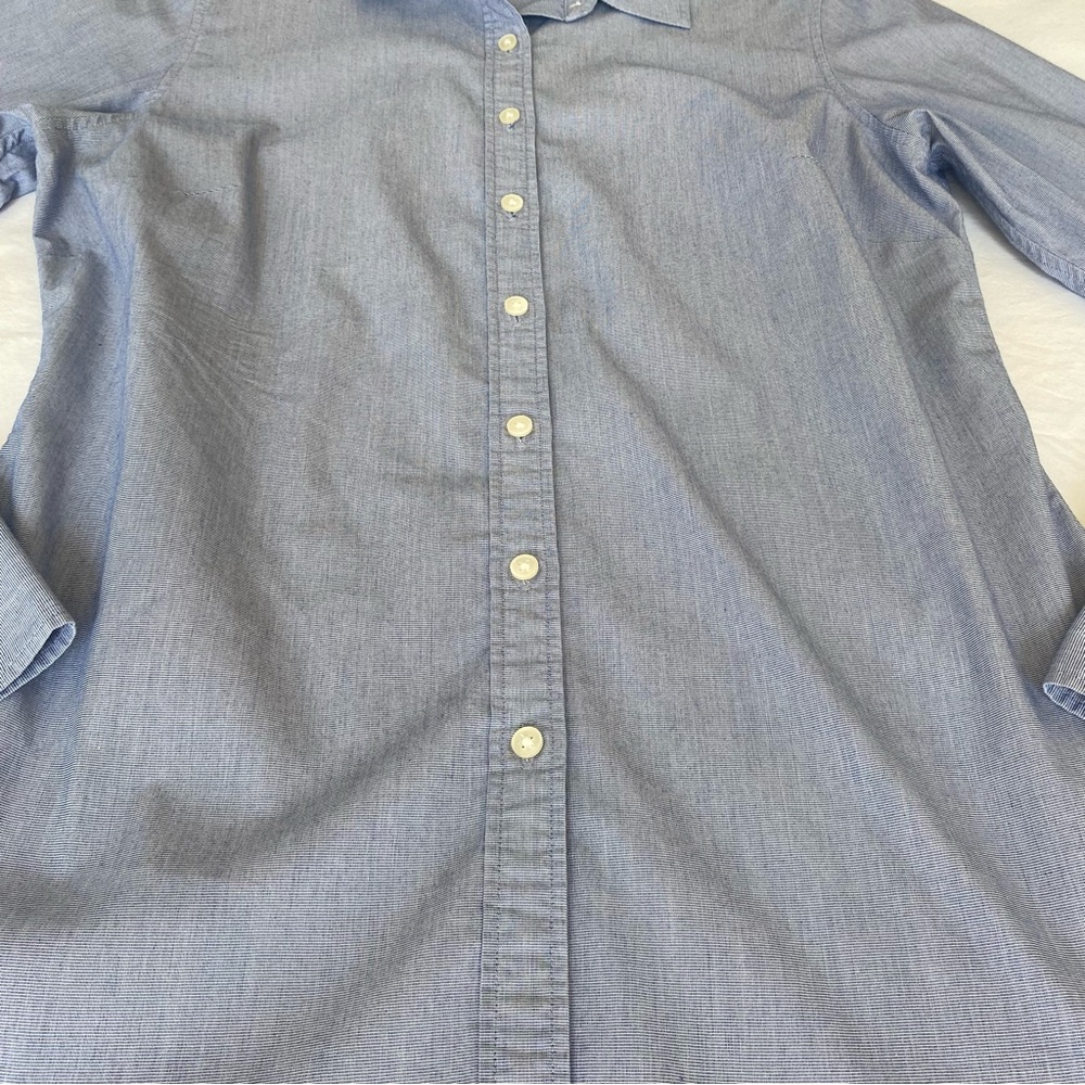Banana Republic Riley Office, Casual, Minimalist Button-Down Dress Shirt Blue 6 - Picture 8 of 11